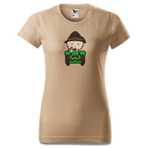 Da Oid Sinzer Bulldog T Shirt Damen Sand Entleiten Front